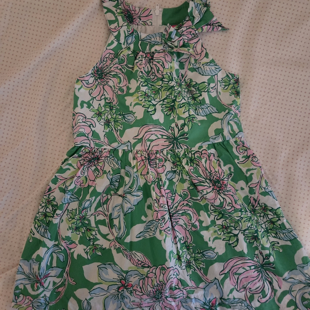 Lilly Pulutzer Floral Green and Pink Kids Dress